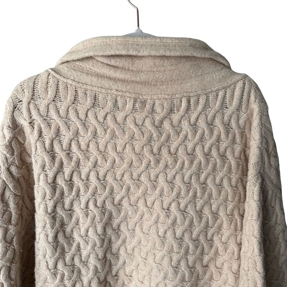 Free People Mae Cable Knit Cardigan Sweater - Tan Size M Boho Cozy Chic Neutral - Picture 10 of 14